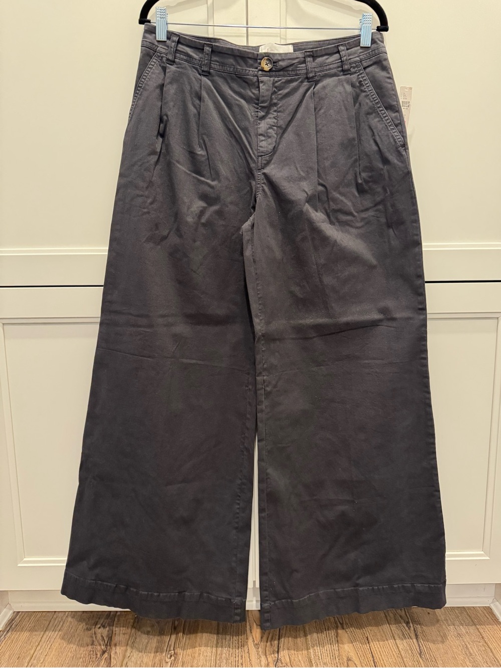 Anthropologie Wide-Leg Chinos in Charcoal NWT